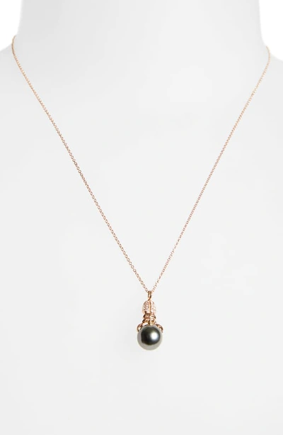 Shop Daniela Villegas Khepri Black South Sea Pearl & Diamond Necklace In 18kpg