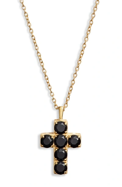 Shop Argento Vivo Black Onyx Cross Pendant Necklace In Gold