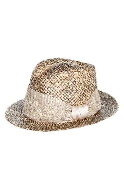 Shop Brunello Cucinelli Floral Sequin & Monili Embroidered Straw Fedora In Sand