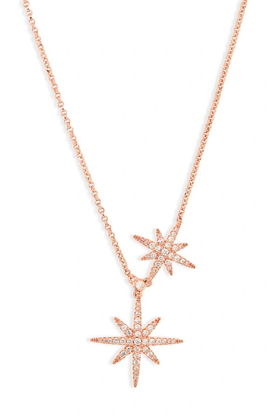 Shop Apm Monaco Meteorites Rose Double Starburst Pendant Necklace In Rose Gold