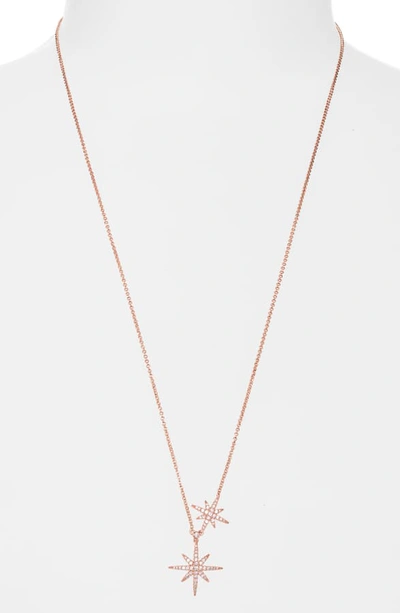 Shop Apm Monaco Meteorites Rose Double Starburst Pendant Necklace In Rose Gold