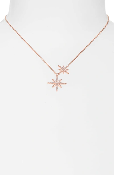 Shop Apm Monaco Meteorites Rose Double Starburst Pendant Necklace In Rose Gold