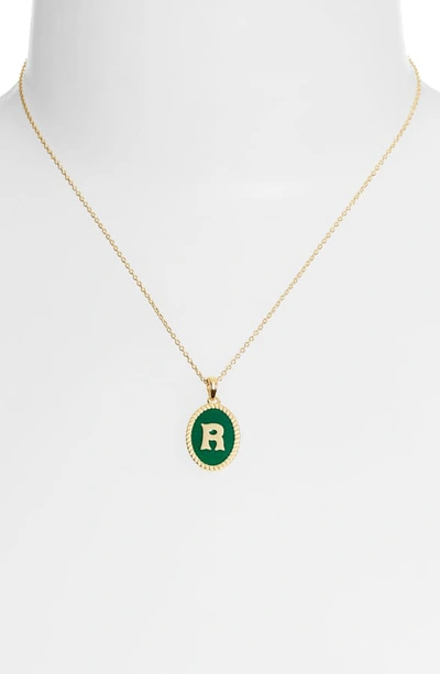 Shop Argento Vivo Initial Green Pendant Necklace In R