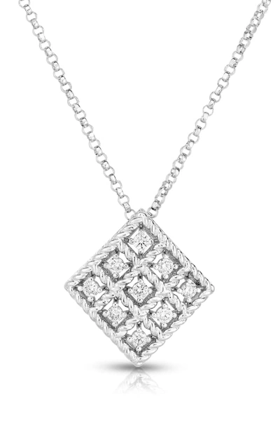 Shop Roberto Coin Byzantine Barocco Diamond Pendant Necklace In White Gold