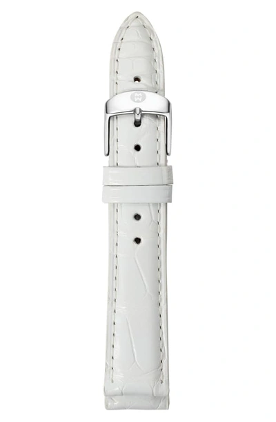 Shop Michele 16mm Alligator Watch Strap In White Multi