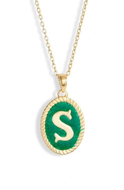 Shop Argento Vivo Initial Green Pendant Necklace In S