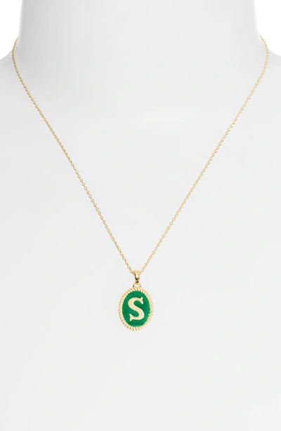 Shop Argento Vivo Initial Green Pendant Necklace In S