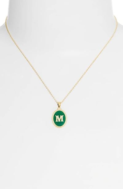 Shop Argento Vivo Initial Green Pendant Necklace In M