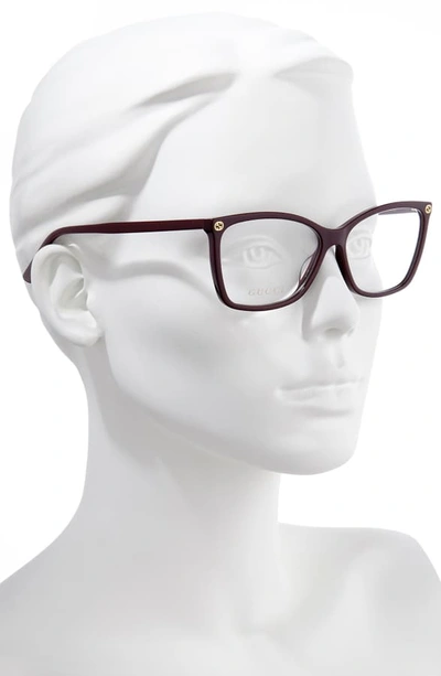 Shop Gucci 56mm Optical Glasses In Burgundy