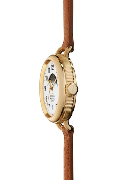 Shop Shinola The Birdy Moon Phase Leather Strap Watch, 34mm