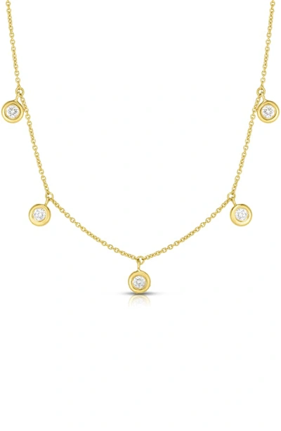 Shop Roberto Coin 5-station Diamond Necklace In Yellow Gold