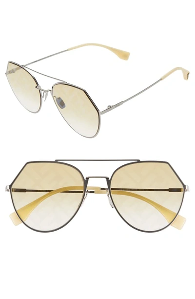 Shop Fendi Eyeline 55mm Sunglasses In Silver/ Honey