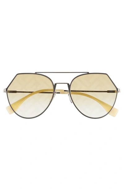 Shop Fendi Eyeline 55mm Sunglasses In Silver/ Honey