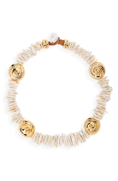 Shop Lizzie Fortunato Aphrodite Collar Necklace In Pearl/ Gold