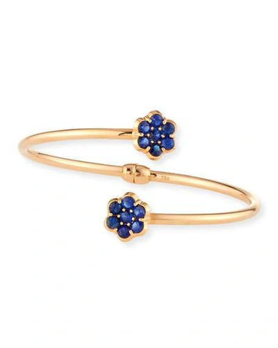 Shop Bayco 18k Rose Gold & Blue Sapphire Floral Bypass Bracelet