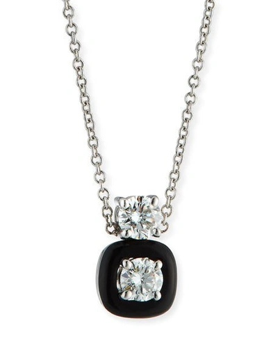 Shop Nikos Koulis 18k Oui Double Diamond & Black Enamel Necklace