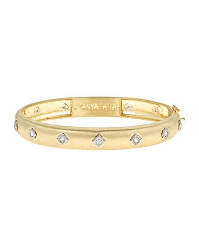 Shop Tanya Farah Wide Modern Etruscan Diamond Bezel Bangle Bracelet