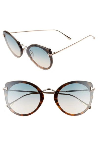 Shop Tom Ford 63mm Cateye Sunglasses In Blonde Havana/ Gold/ Green