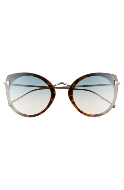 Shop Tom Ford 63mm Cateye Sunglasses In Blonde Havana/ Gold/ Green