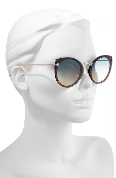 Shop Tom Ford 63mm Cateye Sunglasses In Blonde Havana/ Gold/ Green