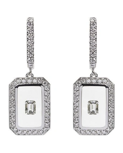 Shop Nikos Koulis Universe Line 18k White Gold Diamond Drop Earrings