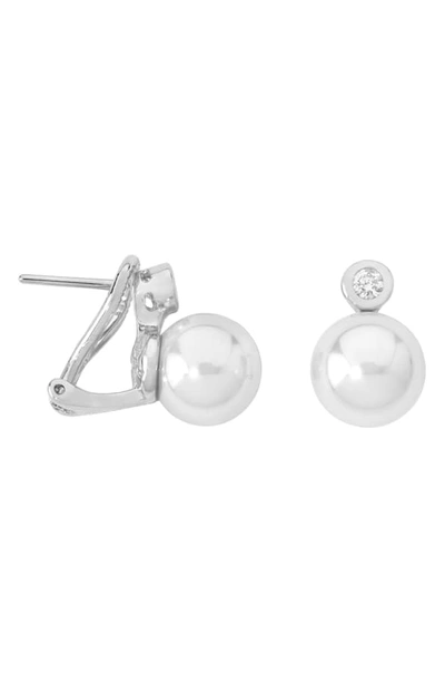 Shop Majorica Simulated Pearl & Cubic Zirconia Stud Earrings In Silver