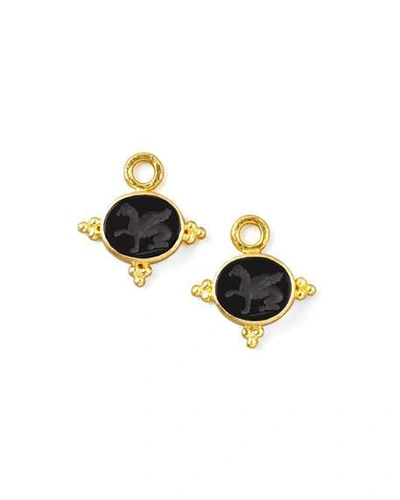 Shop Elizabeth Locke 19k Gold Grifo Venetian Glass Earring Pendants, Black
