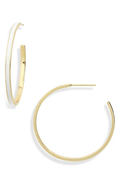 Shop Argento Vivo Montauk Enamel Hoop Earrings In Gold/ White