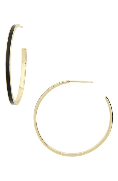 Shop Argento Vivo Montauk Enamel Hoop Earrings In Gold/ Black