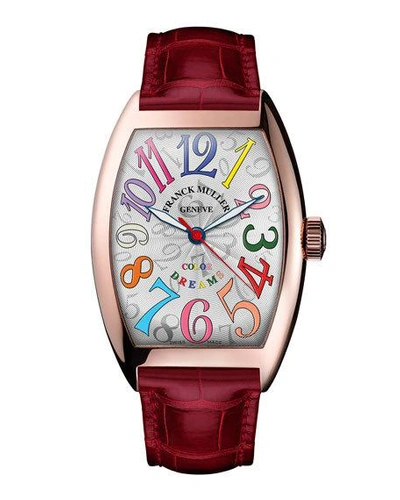 Shop Franck Muller Cintree Curvex 18k Rose Gold Watch With Alligator Strap