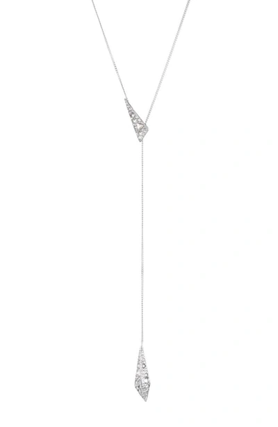 Shop Alexis Bittar Essentials Crystal Encrusted Origami Y-necklace In Crystal/ Silver