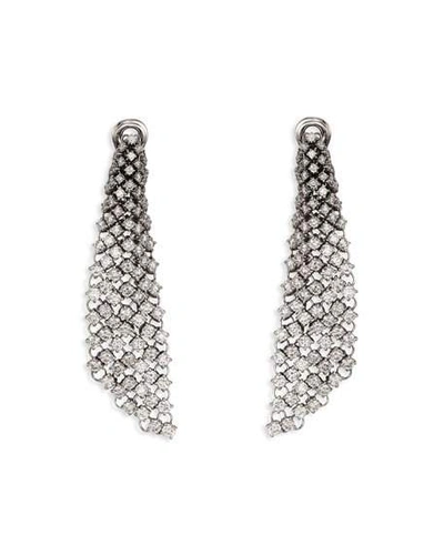Shop Staurino Couture 18k White Gold Diamond Mesh Drop Earrings