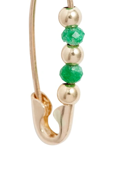 Shop Loren Stewart Friendship Onyx And 14k Gold Safety Pin Earring In Yellow Gold/ Green Onyx