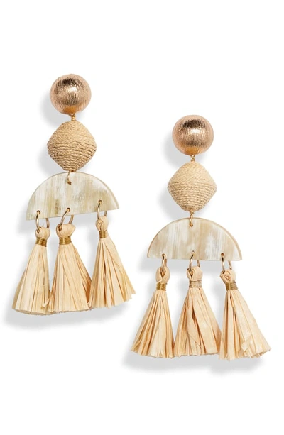 Shop Akola Camille Tassel Drop Earrings In Gold/ Natural