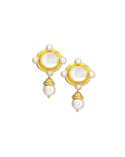 Shop Elizabeth Locke Cabochon Quadriga Pearl Drop Earrings