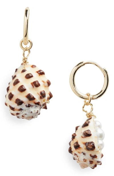 Shop Baublebar Seychelles Shell Drop Earrings In White/ Brown