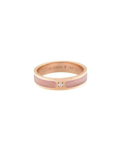 Shop Alessa Jewelry Spectrum Painted 18k Rose Gold Stack Ring W/ Diamond, Pink