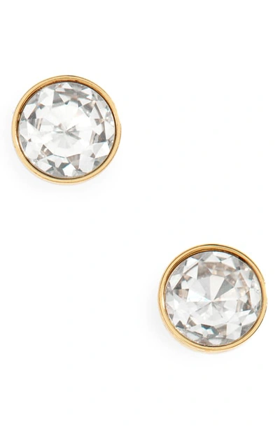 Shop Kate Spade Reflecting Pool Mini Round Stud Earrings In Clear/ Gold
