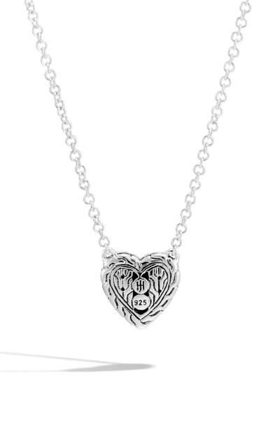 Shop John Hardy Chain Classic Pave Diamond Heart Pendant Necklace In Silver/ Diamond