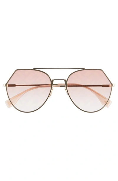 Shop Fendi Eyeline 55mm Sunglasses In Gold/ Graphic Pink