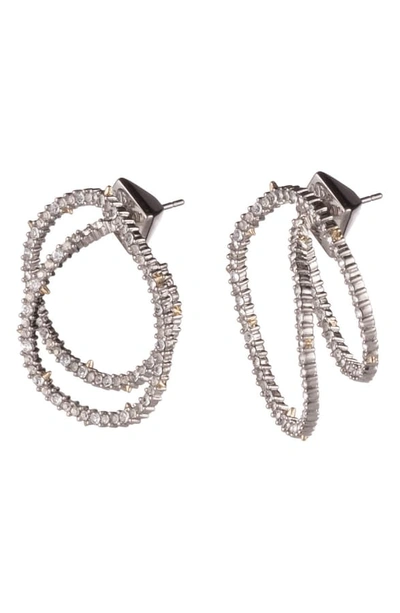 Shop Alexis Bittar Crystal Encrusted Coil Link Earrings In Silver