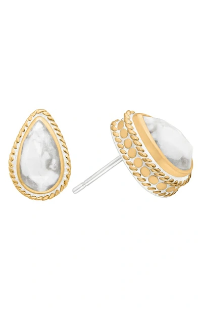 Shop Anna Beck Howlite Stud Earrings In Gold/ Howlite