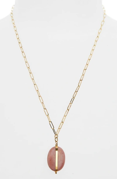 Shop Isabel Marant Stone Pendant Necklace In Rosewood