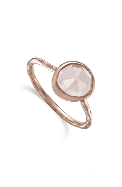 Shop Monica Vinader Siren Semiprecious Stone Stacking Ring In Rose Gold/ Rose Quartz