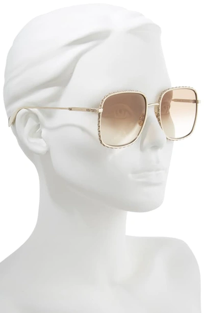 Shop Alexander Mcqueen 57mm Gradient Square Sunglasses In Gold/ Brown Gradient