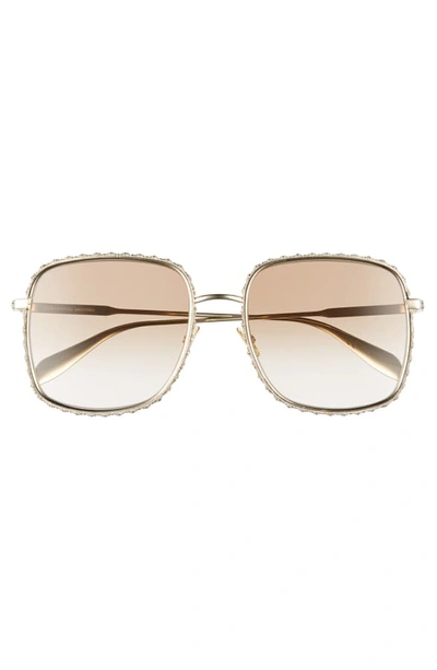 Shop Alexander Mcqueen 57mm Gradient Square Sunglasses In Gold/ Brown Gradient
