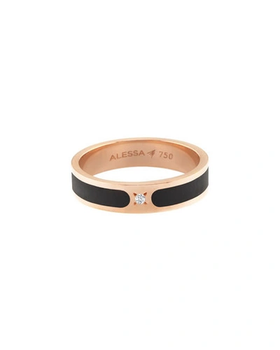 Shop Alessa Jewelry Spectrum Painted 18k Rose Gold Stack Ring W/ Diamond, Black