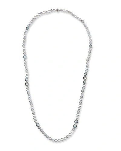 Shop Belpearl 18k White Gold Long Silver, Blue & Gray Pearl Necklace, 40"l