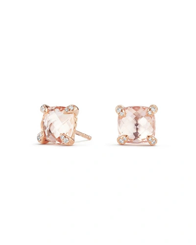 Shop David Yurman Chatelaine 18k Rose Gold Stud Earrings W/ Morganite