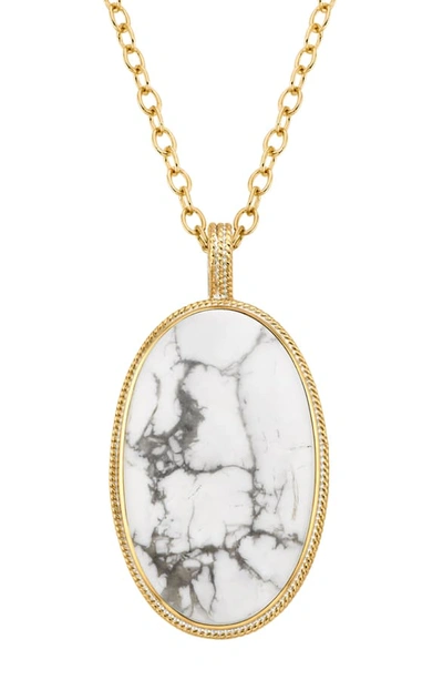 Shop Anna Beck Howlite Pendant Necklace In Gold/ Howlite/ White Agate